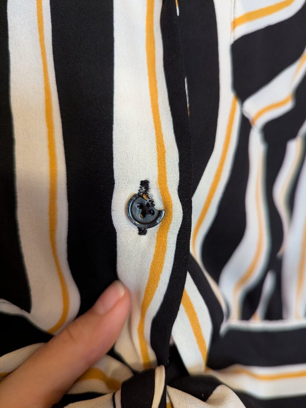 Who What Wear Striped Pattern Cropped Waist Tie Blouse - Picture 2 of 5